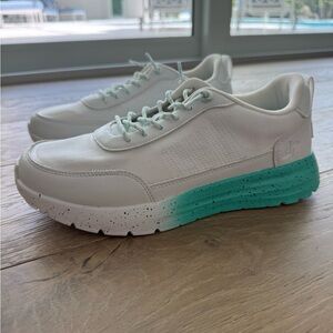 Hey Dude / Dude Perfect White and Teal Sneakers